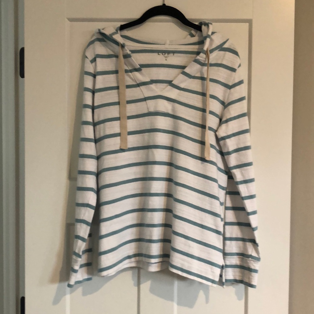 LOFT long sleeve striped, hooded top